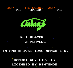 Galaga (Europe) Title Screen